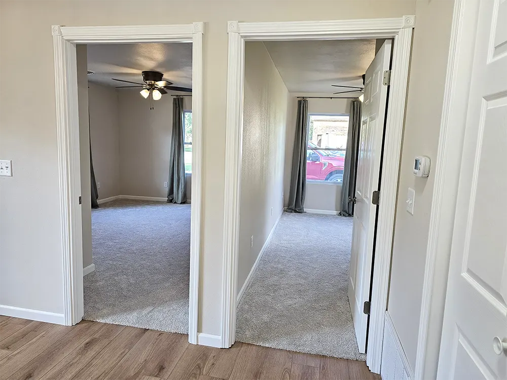The door on the left is the entrance to the master bedroom.  Each interior door is 36 inches wide for easy access.